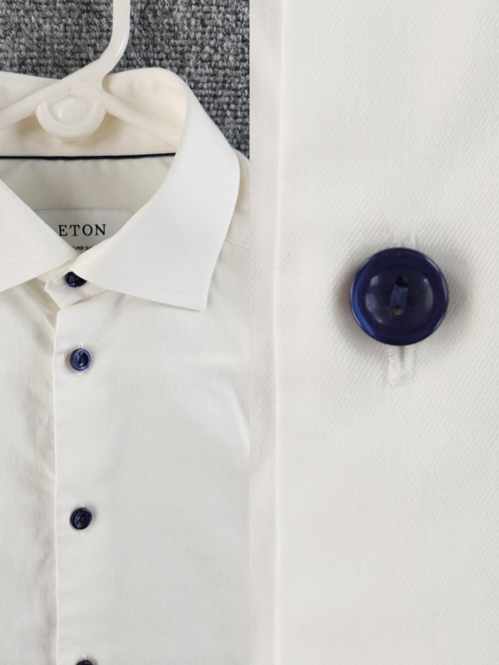 Eton Signature Twill Cotton Super Slim 14 Convertible Cuff White Shirt Solid